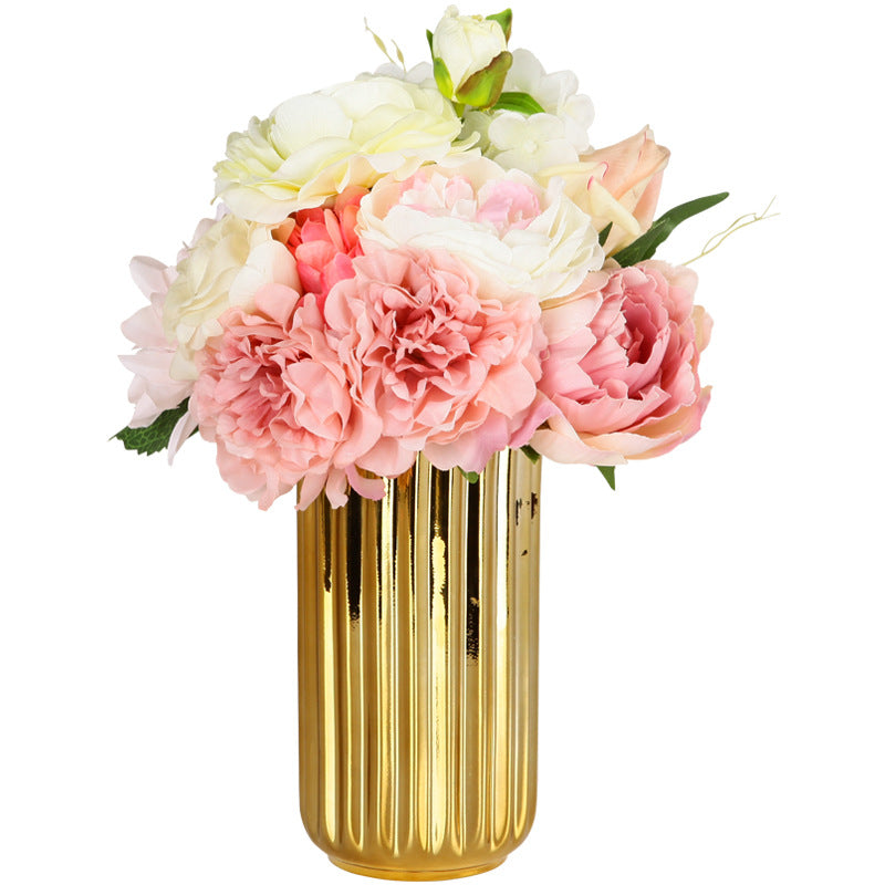Golden Light Luxury Ceramic Electroplating Vase Decoration