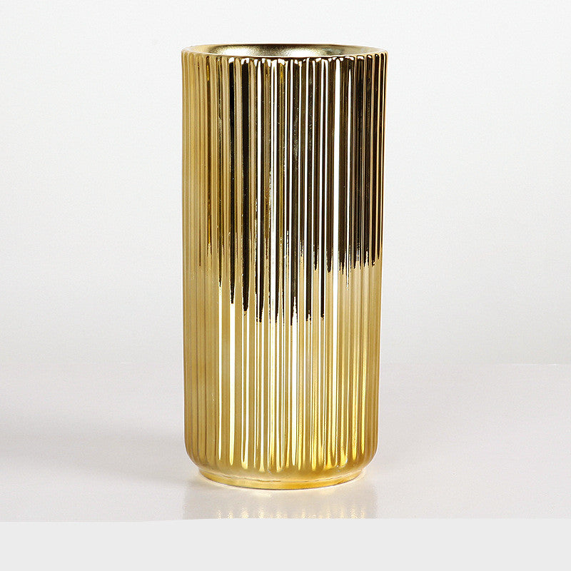 Golden Light Luxury Ceramic Electroplating Vase Decoration