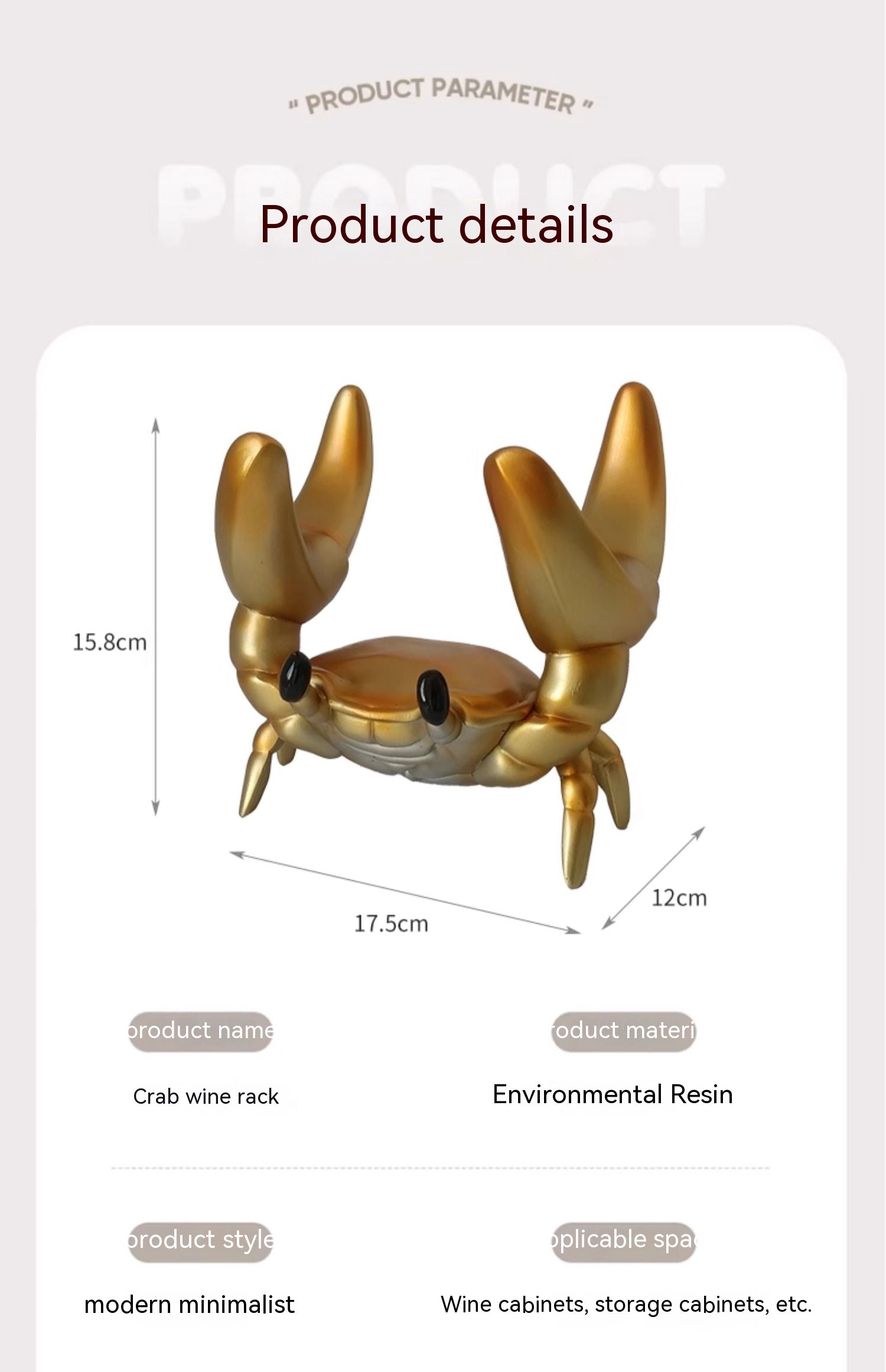 Creative And Slightly Luxury High-end Living Room Home Crab Wine Rack Decoration