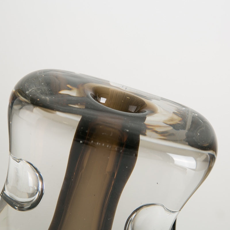 Small Mouth Glass Vase Living Room Flower Vessel Light Luxury Crystal Home Soft Decoration