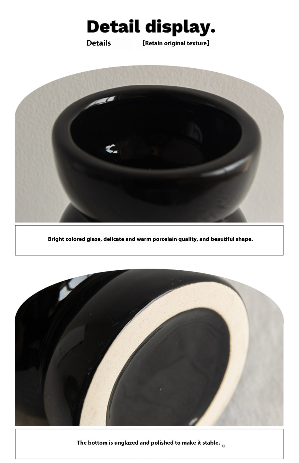 Light Luxury Black Ceramic Vase Entrance Decoration