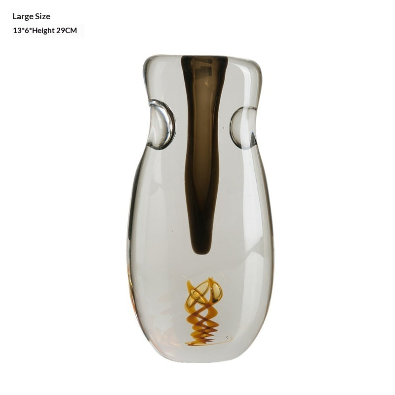 Small Mouth Glass Vase Living Room Flower Vessel Light Luxury Crystal Home Soft Decoration