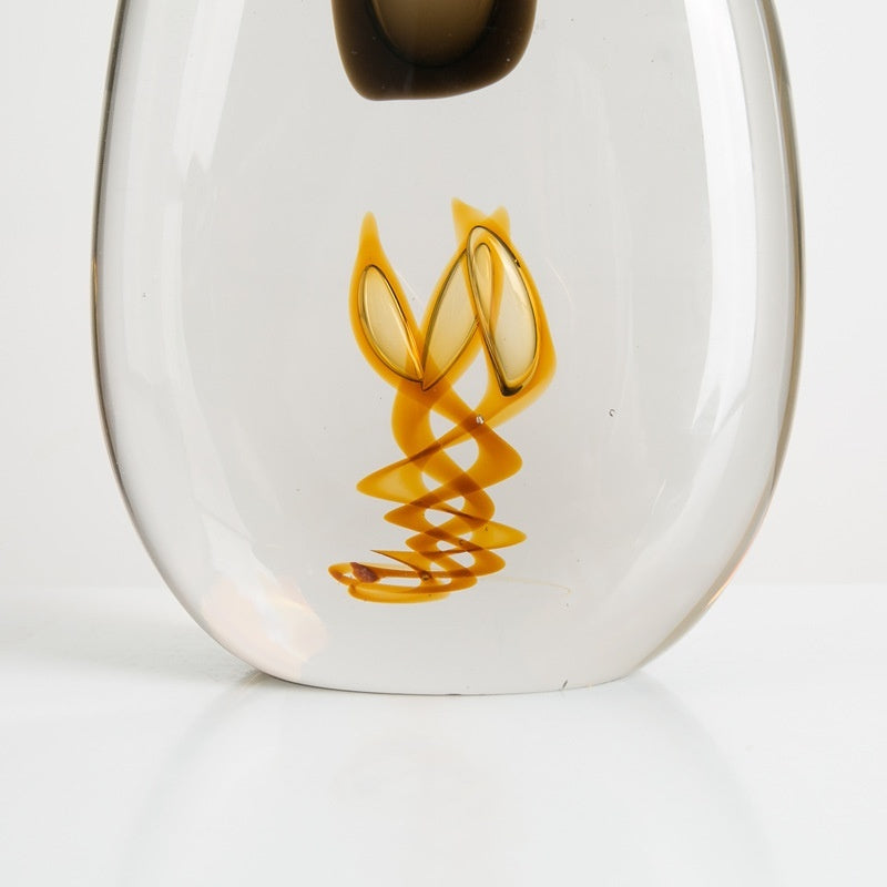 Small Mouth Glass Vase Living Room Flower Vessel Light Luxury Crystal Home Soft Decoration