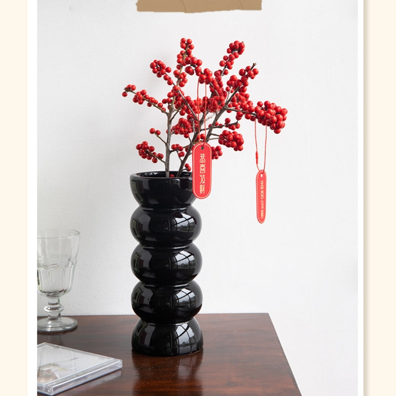 Light Luxury Black Ceramic Vase Entrance Decoration