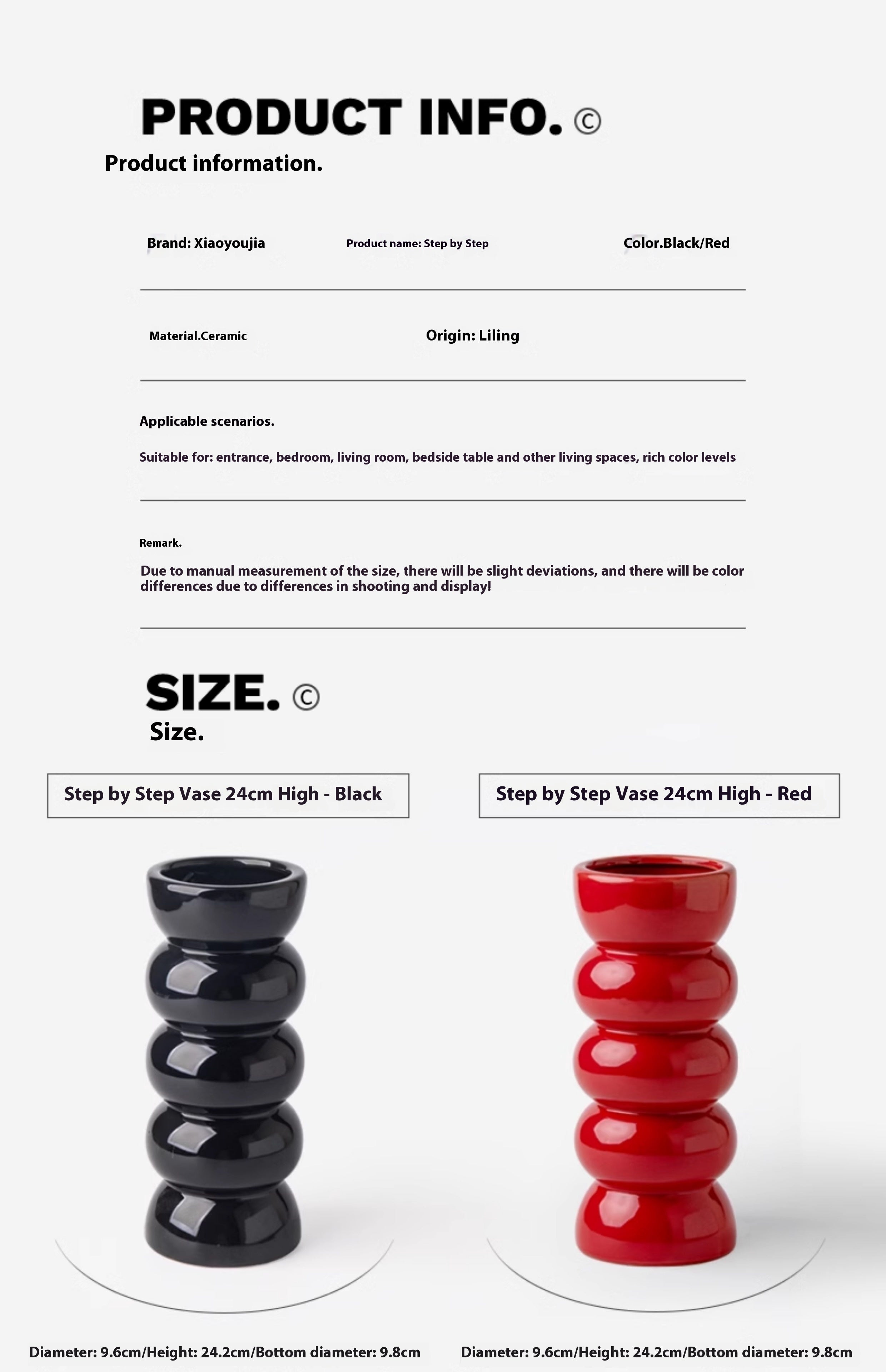 Light Luxury Black Ceramic Vase Entrance Decoration