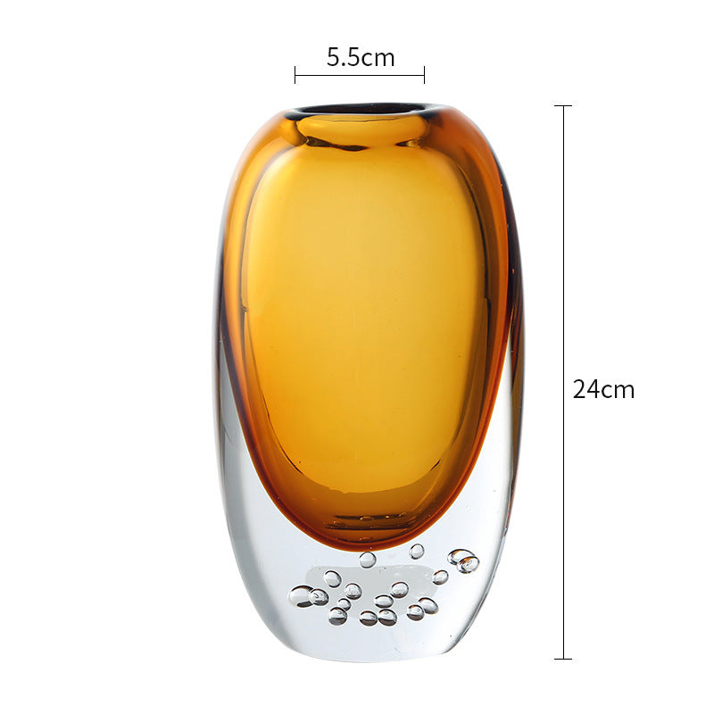 Light Luxury Colored Glaze Glass Small Vase Decoration Ins Home High-end Living Room Soft Decorations Flower Ware