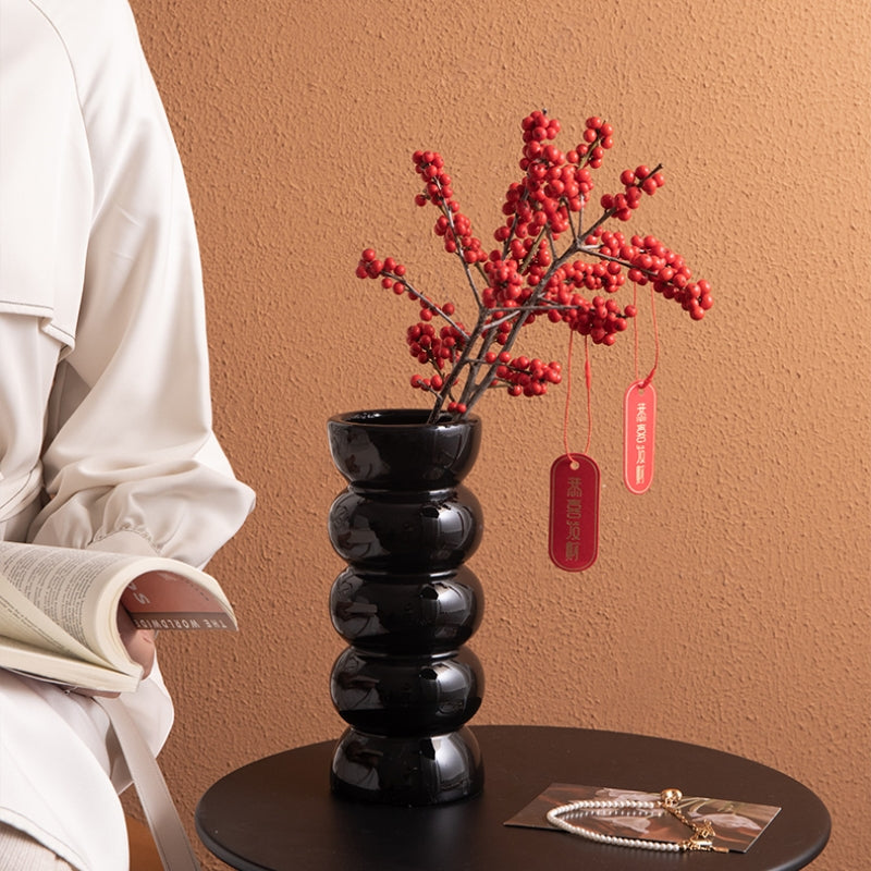 Light Luxury Black Ceramic Vase Entrance Decoration