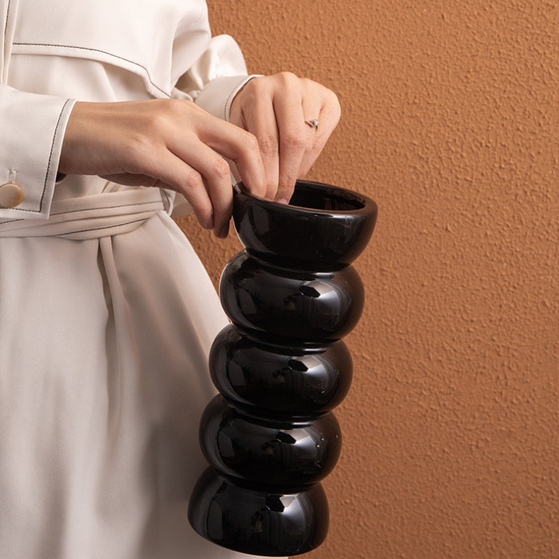 Light Luxury Black Ceramic Vase Entrance Decoration